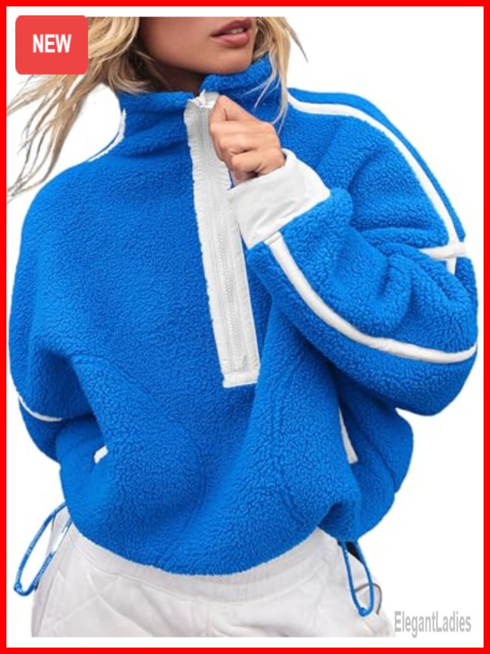 Womens Oversized Fleece Sweatshirt Half Zip Sherpa Pullover with Pockets